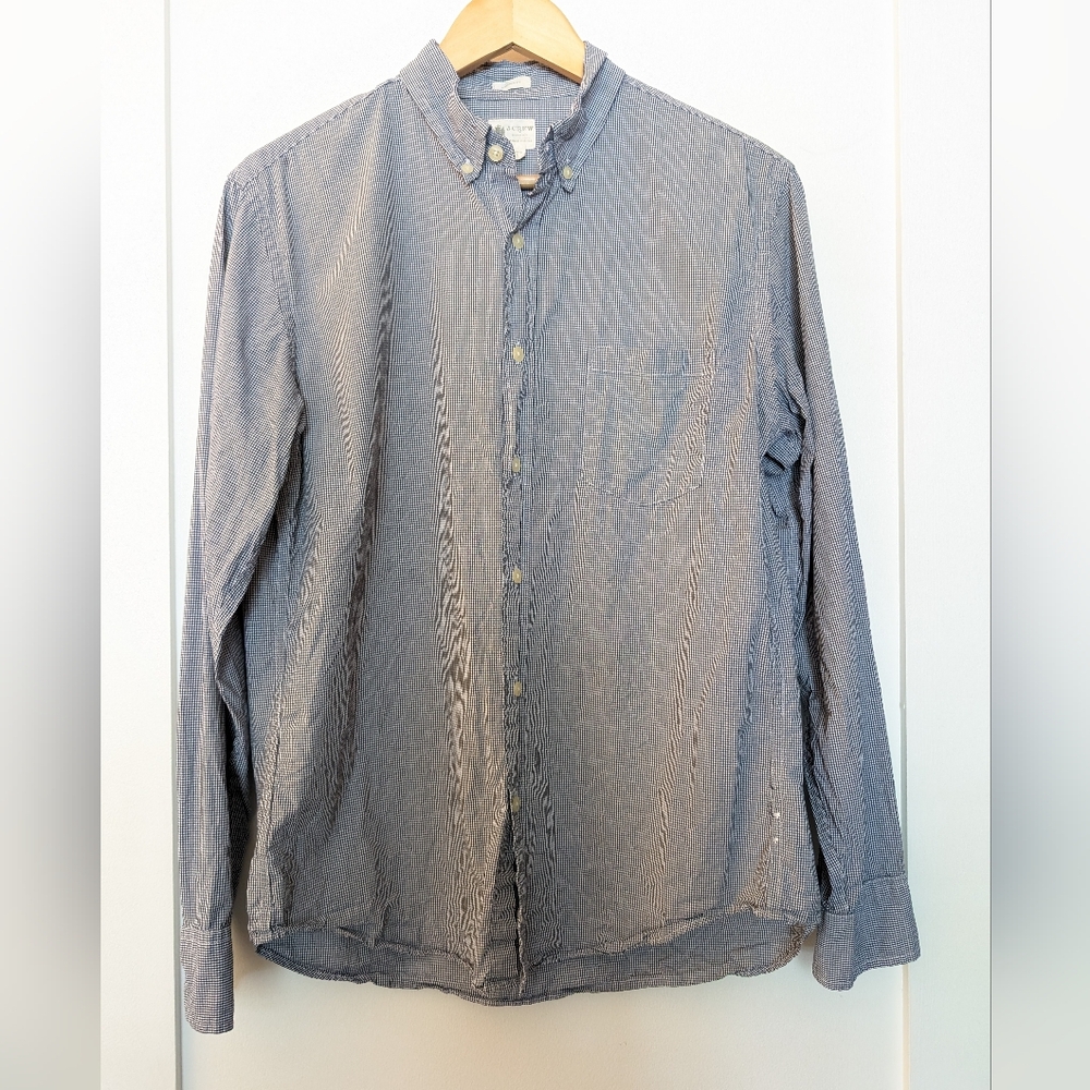 J. Crew Tailored Fit Shirt (Navy, White Check)